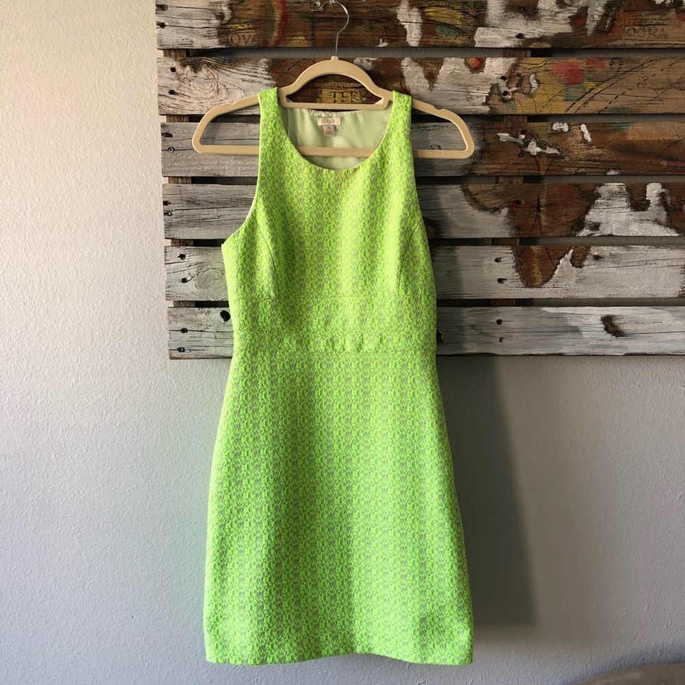 jcrew factory: neon green and cream dress